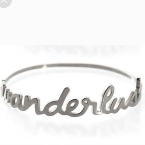 NWT WANDERLUST + CO, “Wanderlust” SILVER Bangle Bracelet - Picture 2 of 8